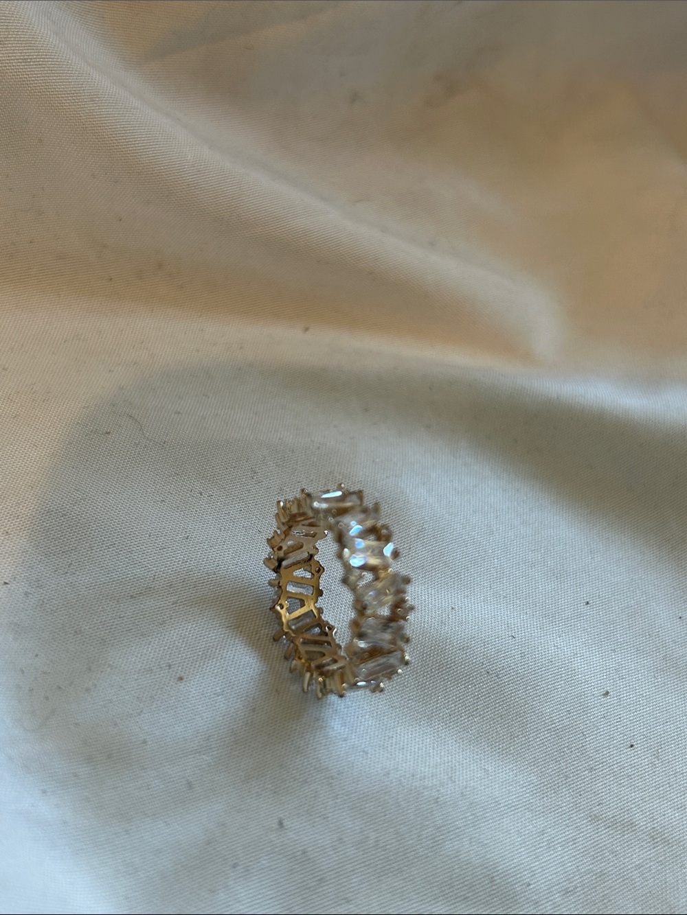 Gold Tone Clear CZ Baguette Eternity Ring - White - Picture 3 of 4